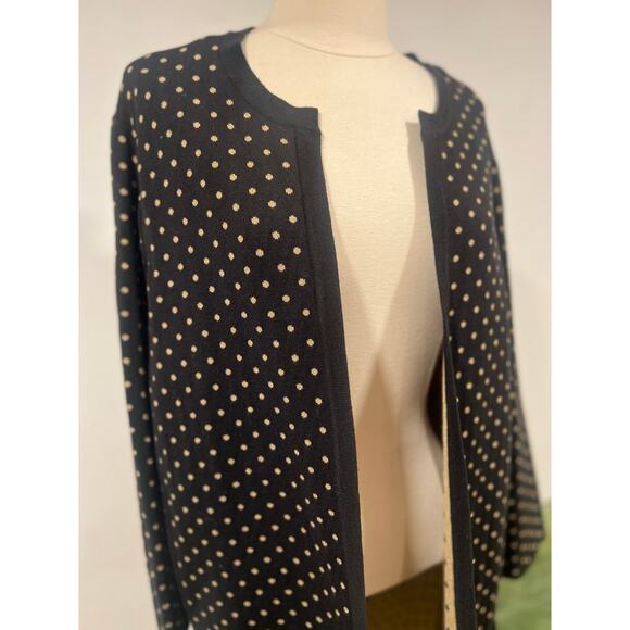 Anne Klein Black Cardigan with White Dots - Picture 4 of 9